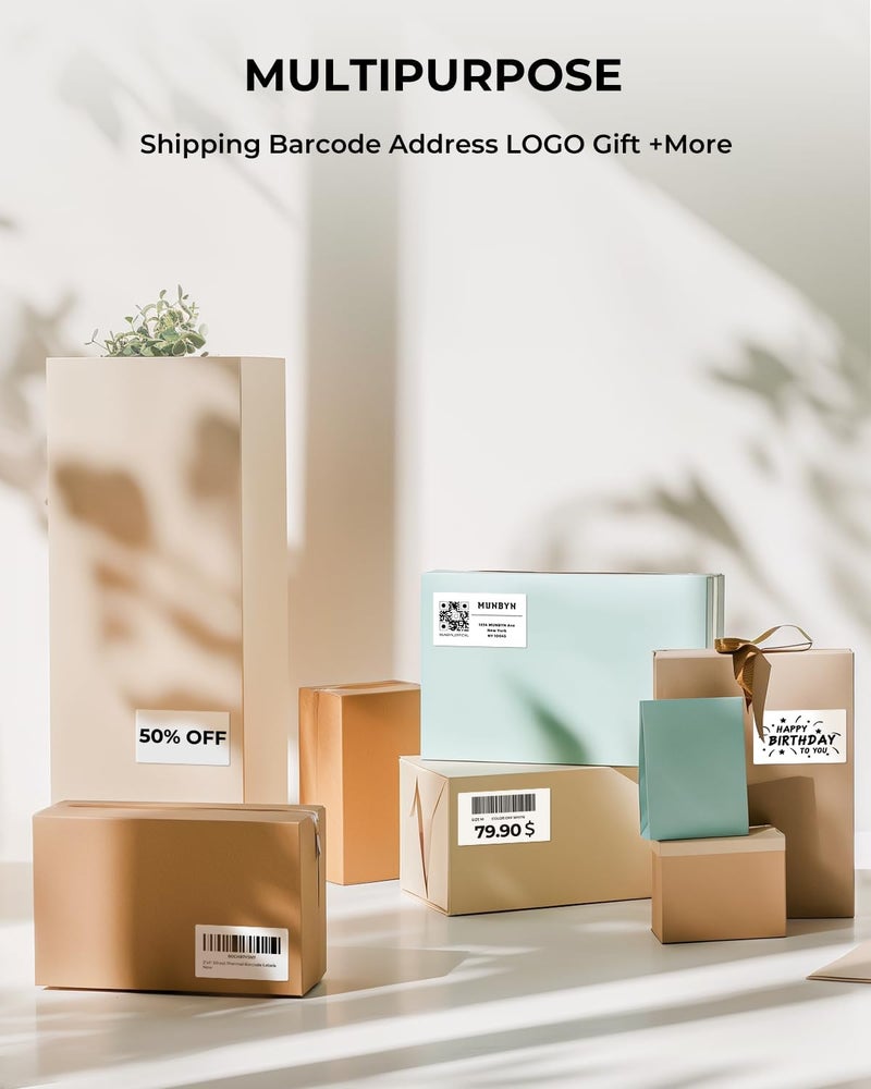 MUNBYN 2x1In Thermal Sticker Labels, Address Barcode Self-Adhesive Label Paper for Direct Thermal Printer and Business, Multi-Purpose Shipping Mailing Name Rectangle White Stickers,1000 Sheets/Roll - Image 5